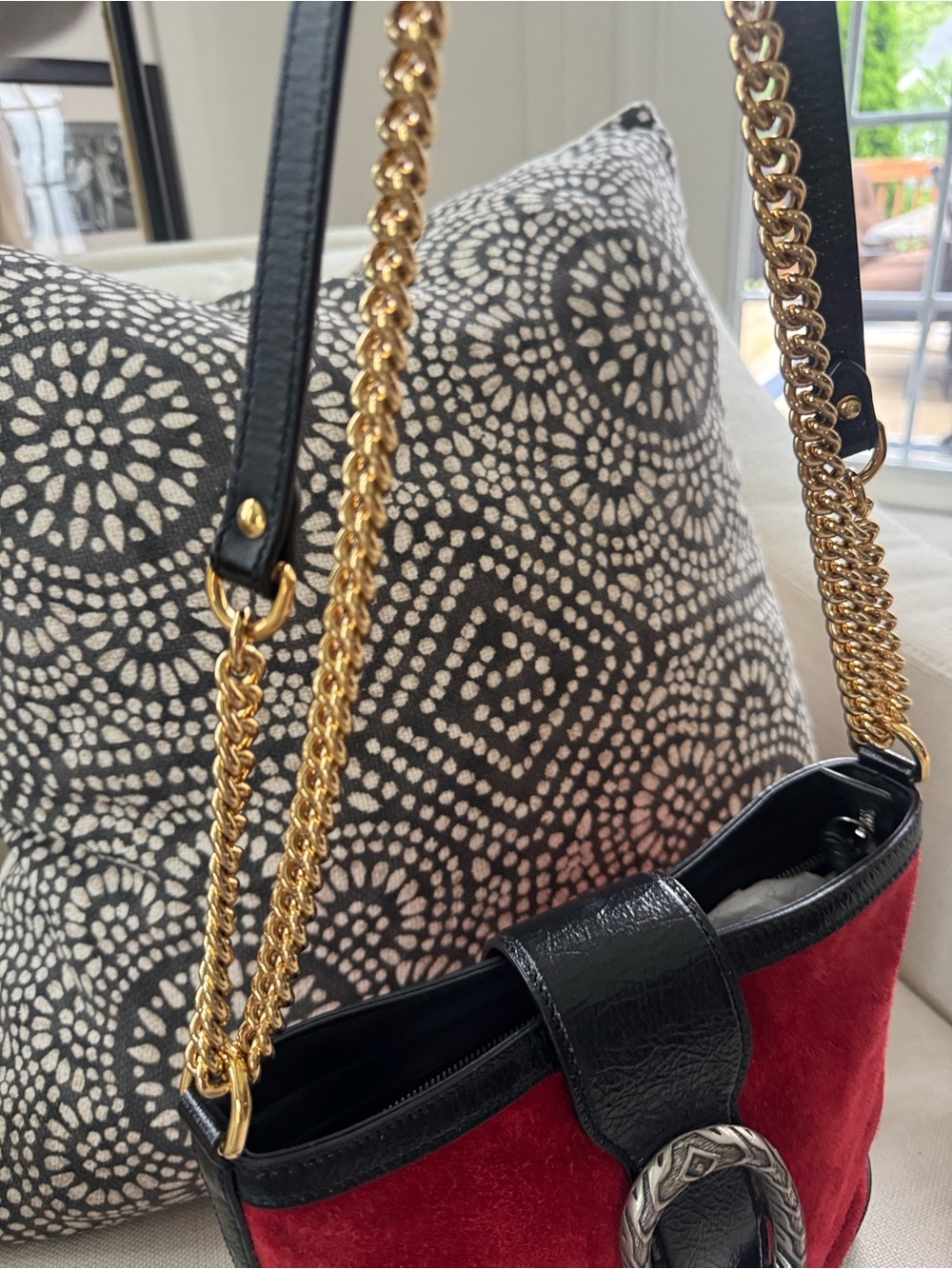 GUCCI Red Suede Medium Dionysus Bucket Bag - Picture 7 of 13